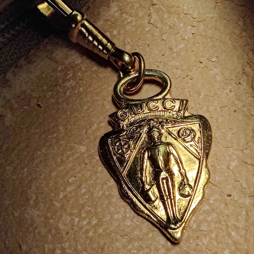 Vintage GUCCI GG Monogram Brown Tan Leather Large Canteen Round Crossbody  - Picture 11 of 16